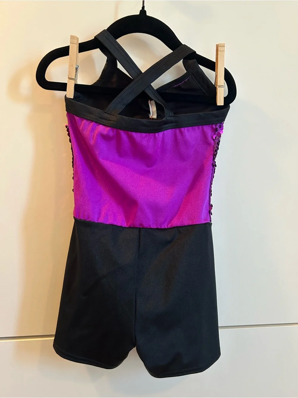 Weissman Purple Sequin Dance Romper / Biketard - Child’s Small
